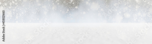 Christmas bokeh background snowflakes falling down on surface illustration
