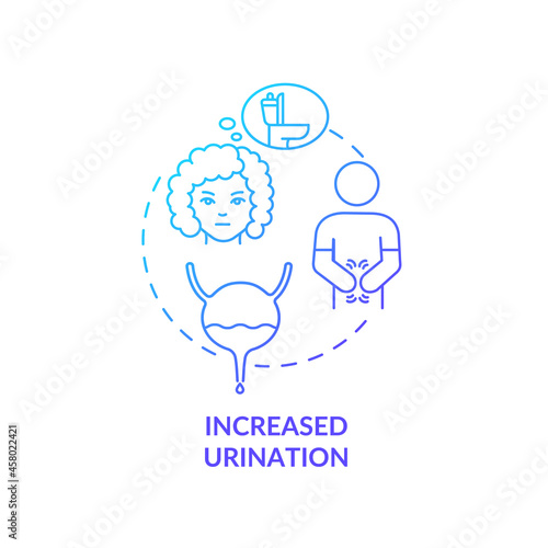 Increased urination blue gradient concept icon. Frequent peeing causes dehydration. Sign of diabetes. Fluid loss abstract idea thin line illustration. Vector isolated outline color drawing.