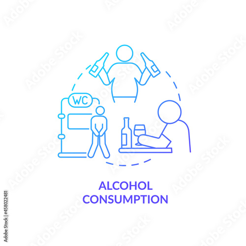 Alcohol consumption blue gradient concept icon. Spirits consumption leads to water loss. Intoxication consequences abstract idea thin line illustration. Vector isolated outline color drawing.