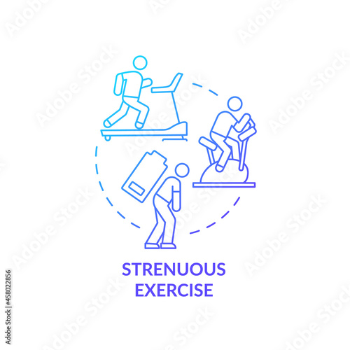 Strenuous exercise blue gradient concept icon. Intense activity requires additional fluid consumption. Rehydration abstract idea thin line illustration. Vector isolated outline color drawing.