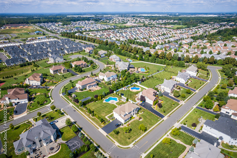 Fototapeta premium Aerial Drone of Adult Community New Jersey Real Estate 