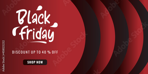Black friday sale background with 40 percent discount on red background.