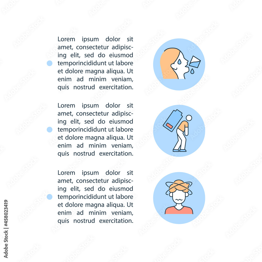 Dehydration symptom concept line icons with text. PPT page vector template with copy space. Brochure, magazine, newsletter design element. Fluid loss signs linear illustrations on white Dehydration symptom concept line icons with text. PPT page vector template with copy space. Brochure, magazine, newsletter design element. Fluid loss signs linear illustrations on white