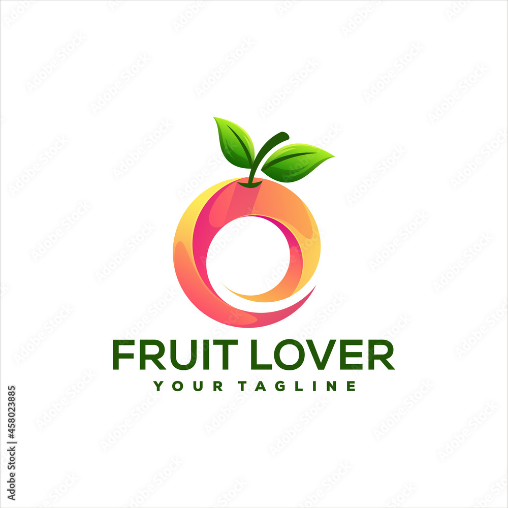 orange fruit gradient logo design