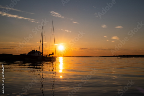 Calm evening at Lyngholmen outside Fredrikstad in Norway during summer.