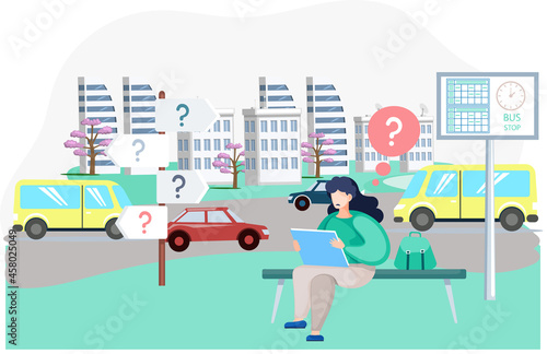Making confusion. Woman thought about solution to problem, choose options person concept. Career, life and question decision process visualization. Person thinks hesitates to make ones choice