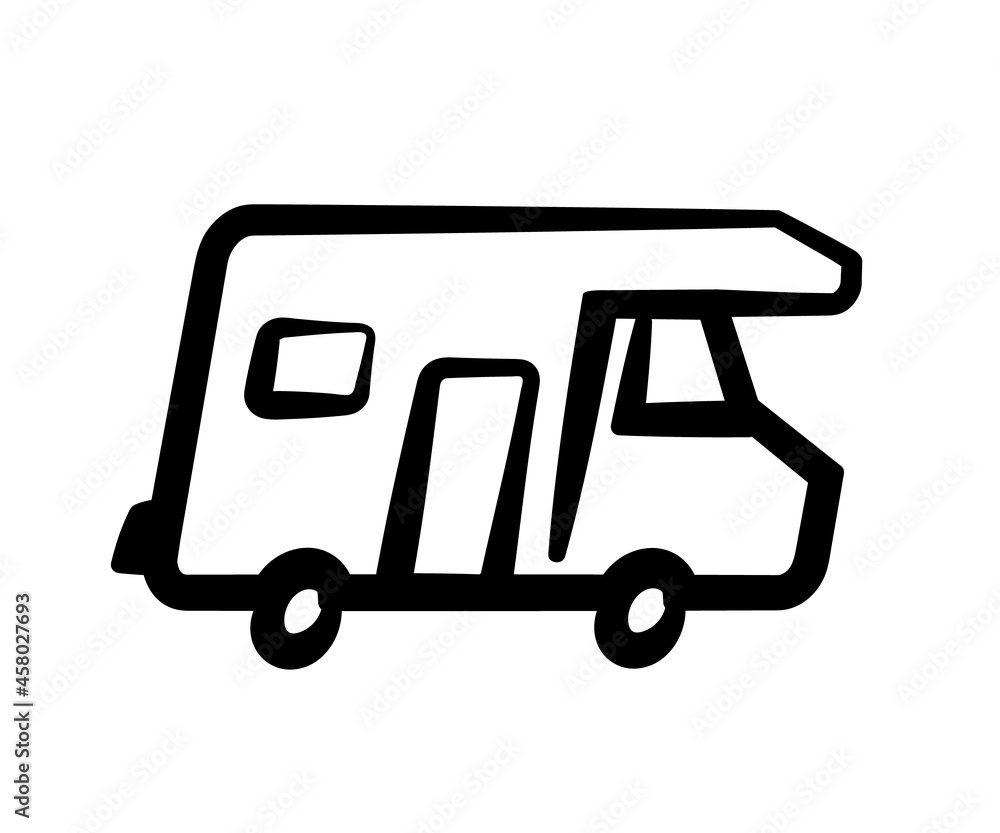 House on wheels. Symbol on a white background. Vector illustration.