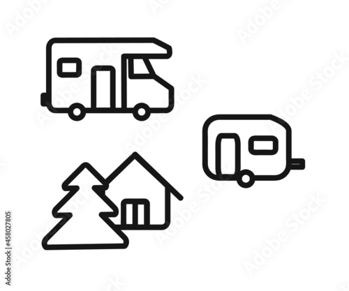 Camping icons on isolated background. Vector illustration.