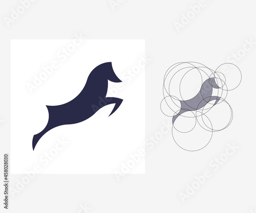 Vector horse in golden ratio style. Editable illustration
