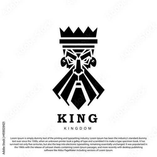 King face logo design. Simple minimal king logo for your business or brand