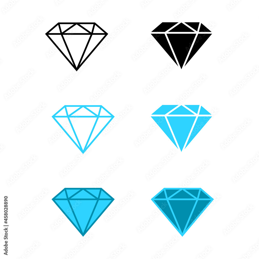 Diamond vector icons set Diamond vector icons set