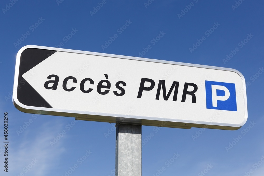 Access person with reduced mobility signpost in France Access person with reduced mobility signpost in France