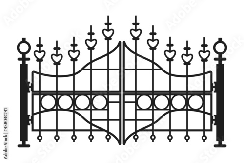 Metal gate vector illustration isolated on a white background.