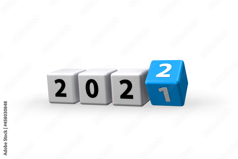 Concept of changing the year from 2021 to 2022 - 3d rendering Concept of changing the year from 2021 to 2022 - 3d rendering