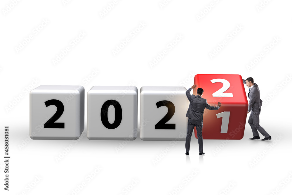 Concept of year 2021 turning to 2022 Concept of year 2021 turning to 2022