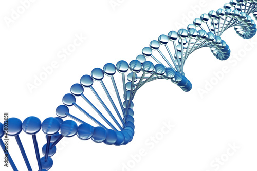 3D Rendering Illustration of DNA Helix Structure Isolated on White Background. Medicine, Science, Biochemistry Concept