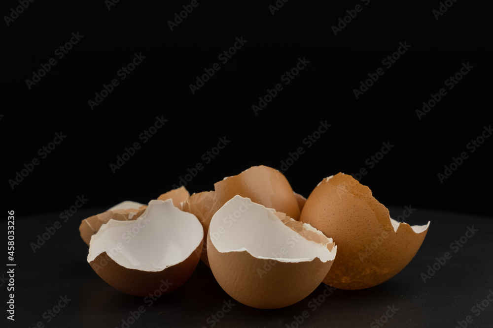 Broken of egg shell group crack isolated on black background Broken of egg shell group crack isolated on black background