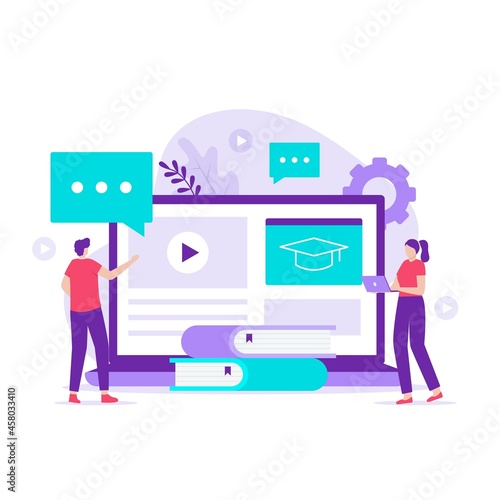 Learning management system illustration design. Illustration for websites, landing pages, mobile applications, posters and bannersconcept