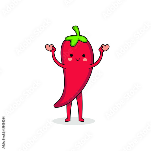 Cute chili cartoon character spreading love
