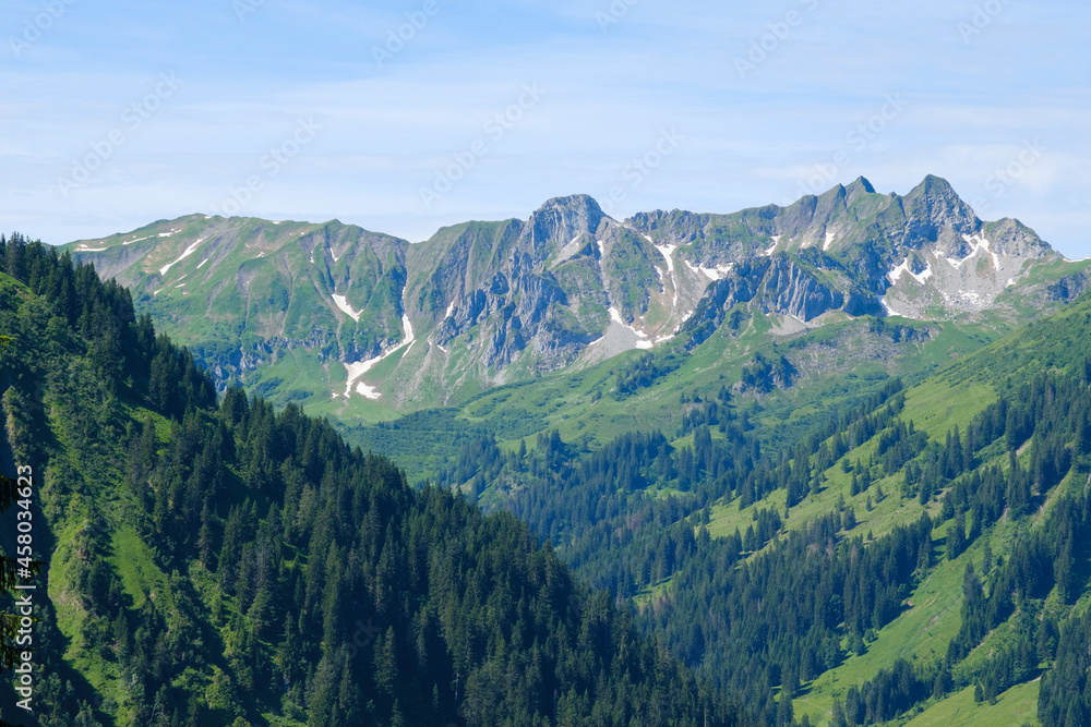 Alpenpanorama, Allgäuer Alpen, Kleinwalsertal, Vorarlberg, Österreich, Europa