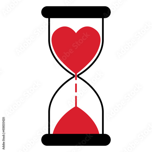 Hourglass with a heart time love, a timer for lovers