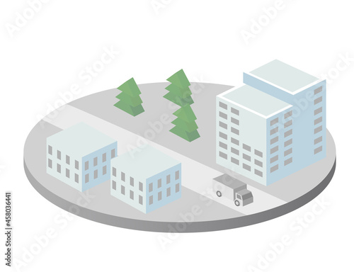 Vector isometric urban architecture single building of the modern