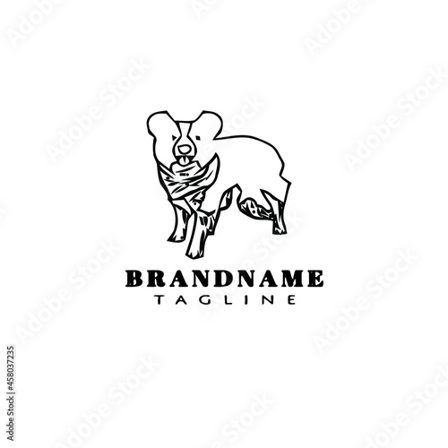 border collie dog logo cartoon icon design template black isolated vector
