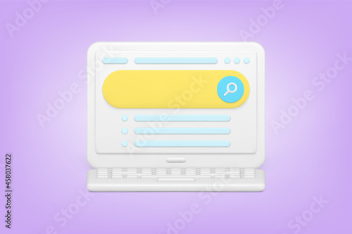 Minimalistic search bar on website 3d icon