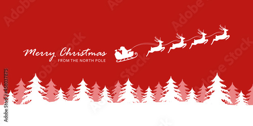 christmas banner santa claus in a sleigh with reindeer