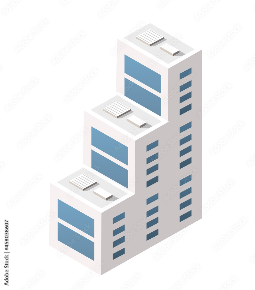 Vector isometric urban architecture single building of the modern Vector isometric urban architecture single building of the modern