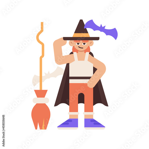 Wizard Halloween and Broomstick Illustration