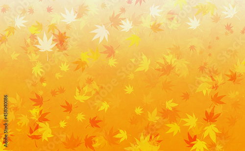 秋の紅葉、和風で柔らかいオレンジ色の背景