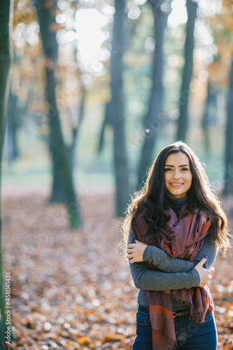 brunette girl relaxing at the park