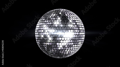 Mirror Ball Disco Lights Club Dance Party Glitter 3D illustration. © bluebackimage