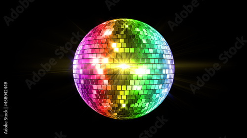 Mirror Ball Disco Lights Club Dance Party Glitter 3D illustration.