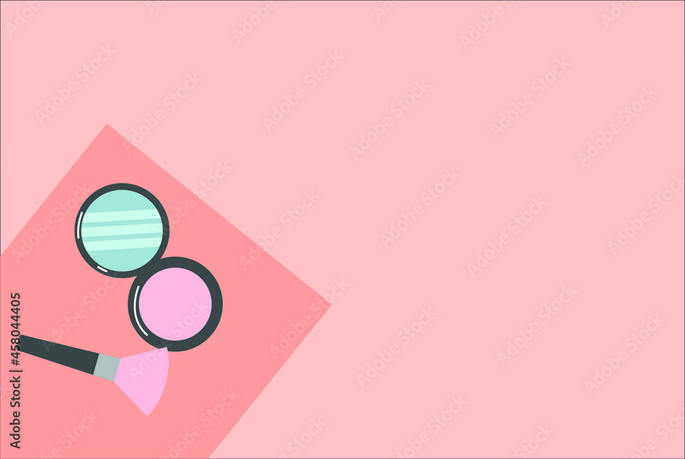 vector of makeup accessories. flat image of brush and face powder. view from above vector of makeup accessories. flat image of brush and face powder. view from above