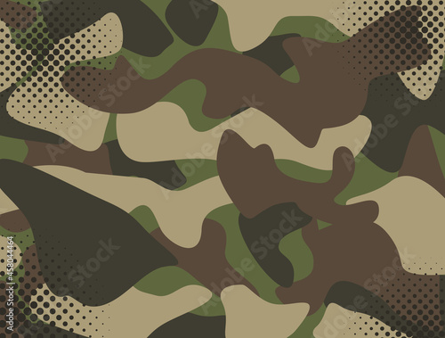 camouflage military background with halftone spots.
