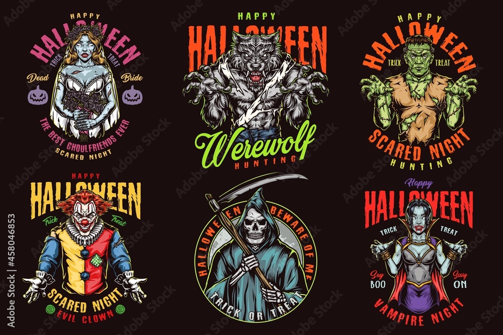 Halloween vintage colorful prints