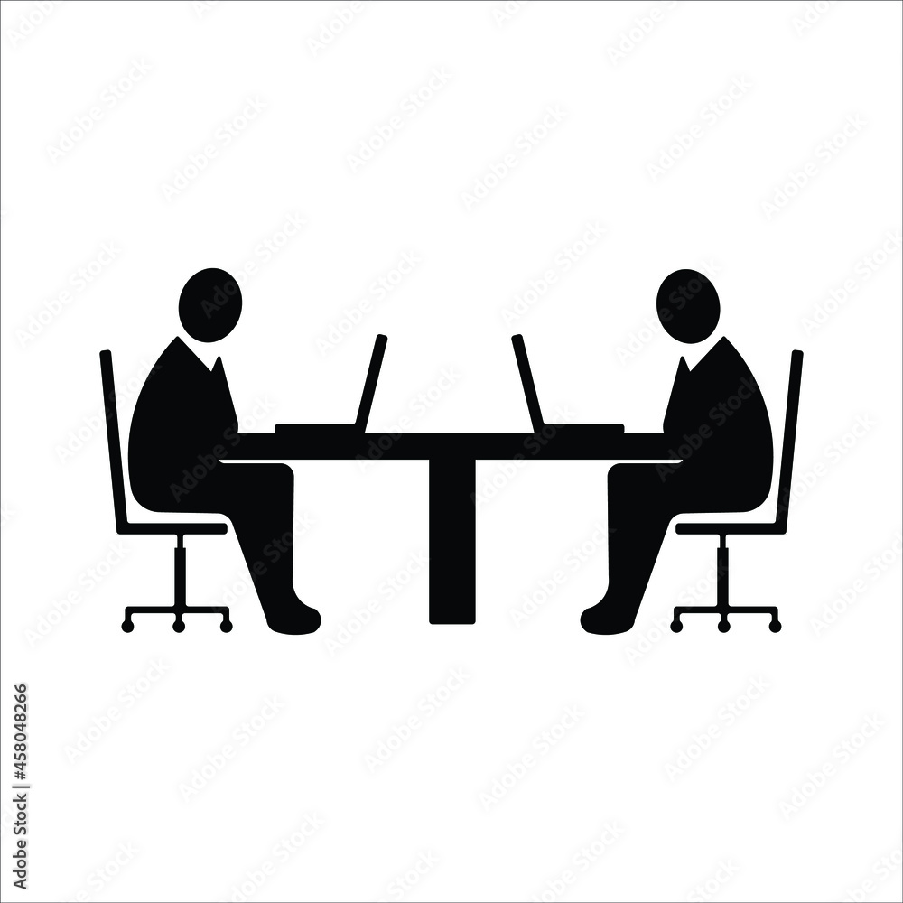 Co-working Symbol Worker People With Laptops, Coworking Symbol, Worker People With Laptops, Remote Work, Coworking and Workplace or Workspace
