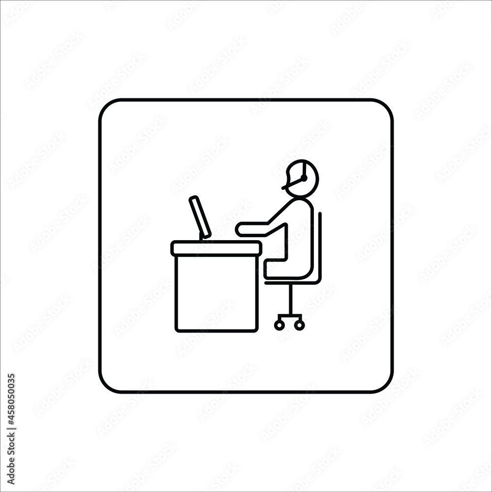 Naklejka premium Customer Service Icon, Customer Care Icon, Call center operator with headset vector icon