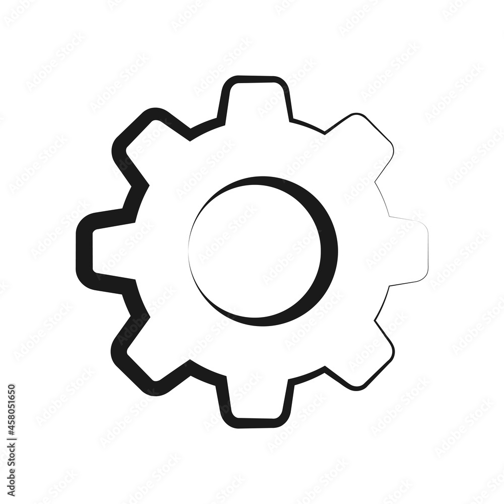 settings gear black and white line icon elegant settings gear black and white line icon elegant