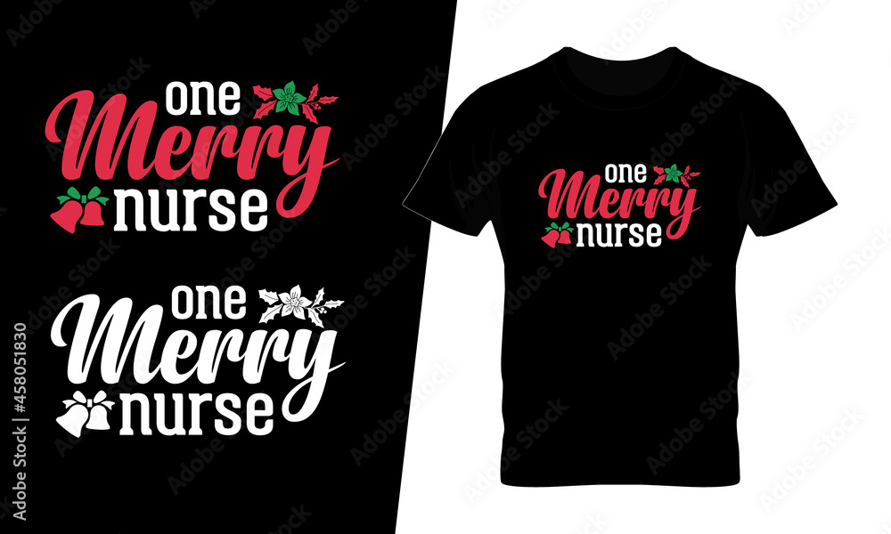 One merry nurse christmas t shirt design vector. This design you can be used in bags, posters, sticker, mugs and also different print items.