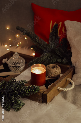 christmas still life with candle
