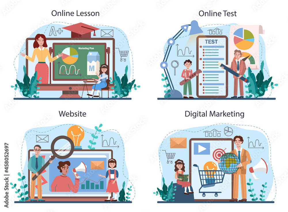 Marketing education school course online service or platform set