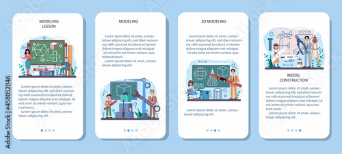 Crafting and modeling school course mobile application banner set
