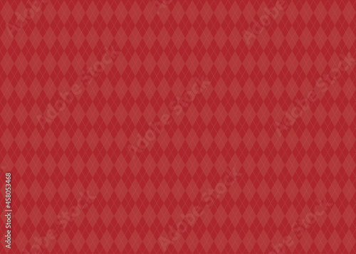アーガイルチェックの背景素材　イラスト　秋冬　クリスマス（赤色、ワインレッド） photo