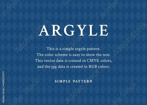 アーガイルチェックの背景素材　イラスト　秋冬　クリスマス（濃紺、青色）