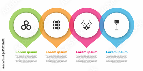 Set Fidget spinner, Toy railway, Slingshot and Shovel toy. Business infographic template. Vector