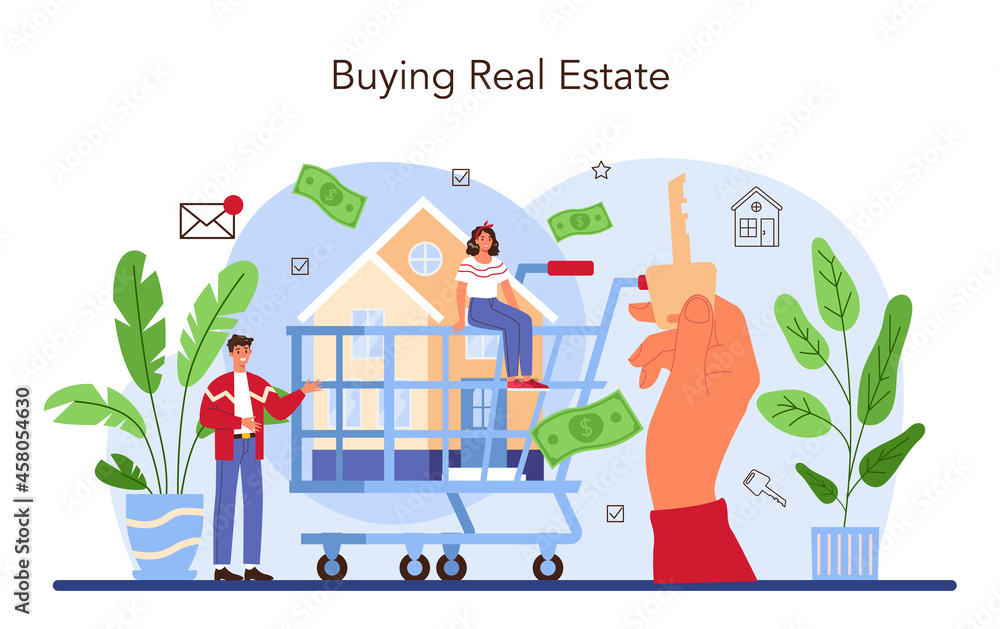 Real estate industry. Property buying and selling. Realtor assistance Real estate industry. Property buying and selling. Realtor assistance