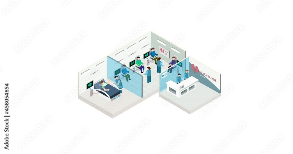 Hemodialysis department. The future of health care and medical hospital concept. Robot technology and ai. Hemodialysis department. The future of health care and medical hospital concept. Robot technology and ai.